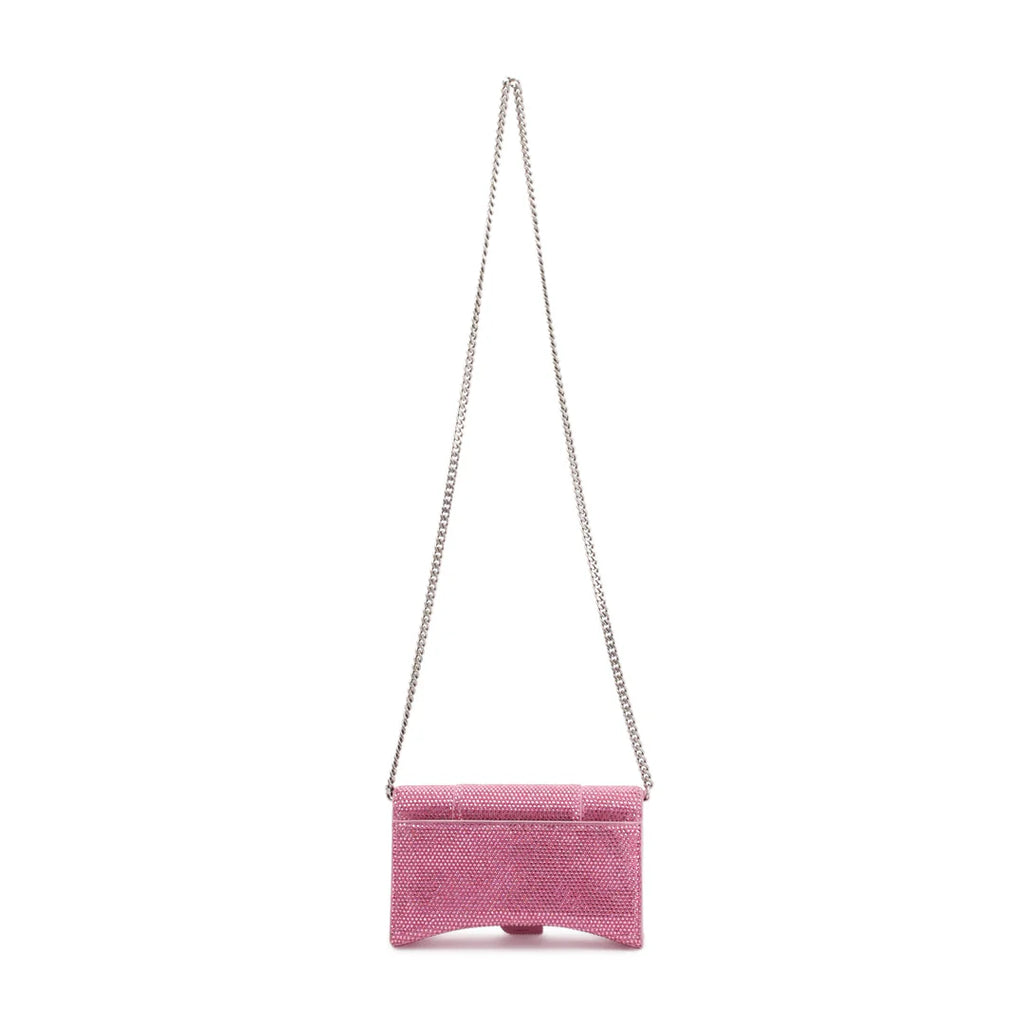 Pink Rhinestone Hourglass Wallet on Chain w/ Box