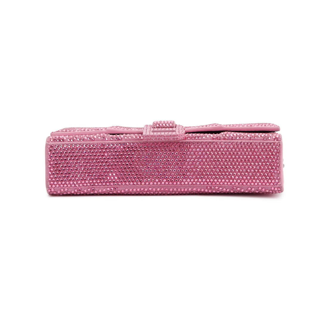 Pink Rhinestone Hourglass Wallet on Chain w/ Box