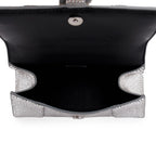 Suede Rhinestone Hourglass XS Top Handle Bag w/ Strap
