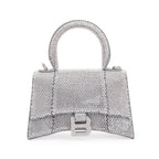 Suede Rhinestone Hourglass XS Top Handle Bag w/ Strap