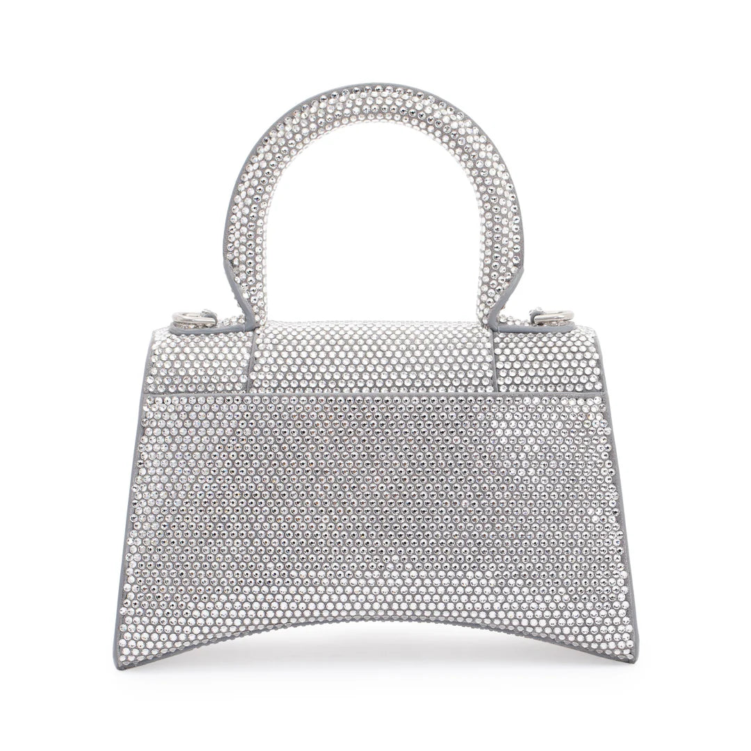 Suede Rhinestone Hourglass XS Top Handle Bag w/ Strap