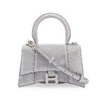 Suede Rhinestone Hourglass XS Top Handle Bag w/ Strap