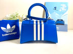 Balenciaga + adidas Hourglass XS striped leather tote New Coeur Cult Core