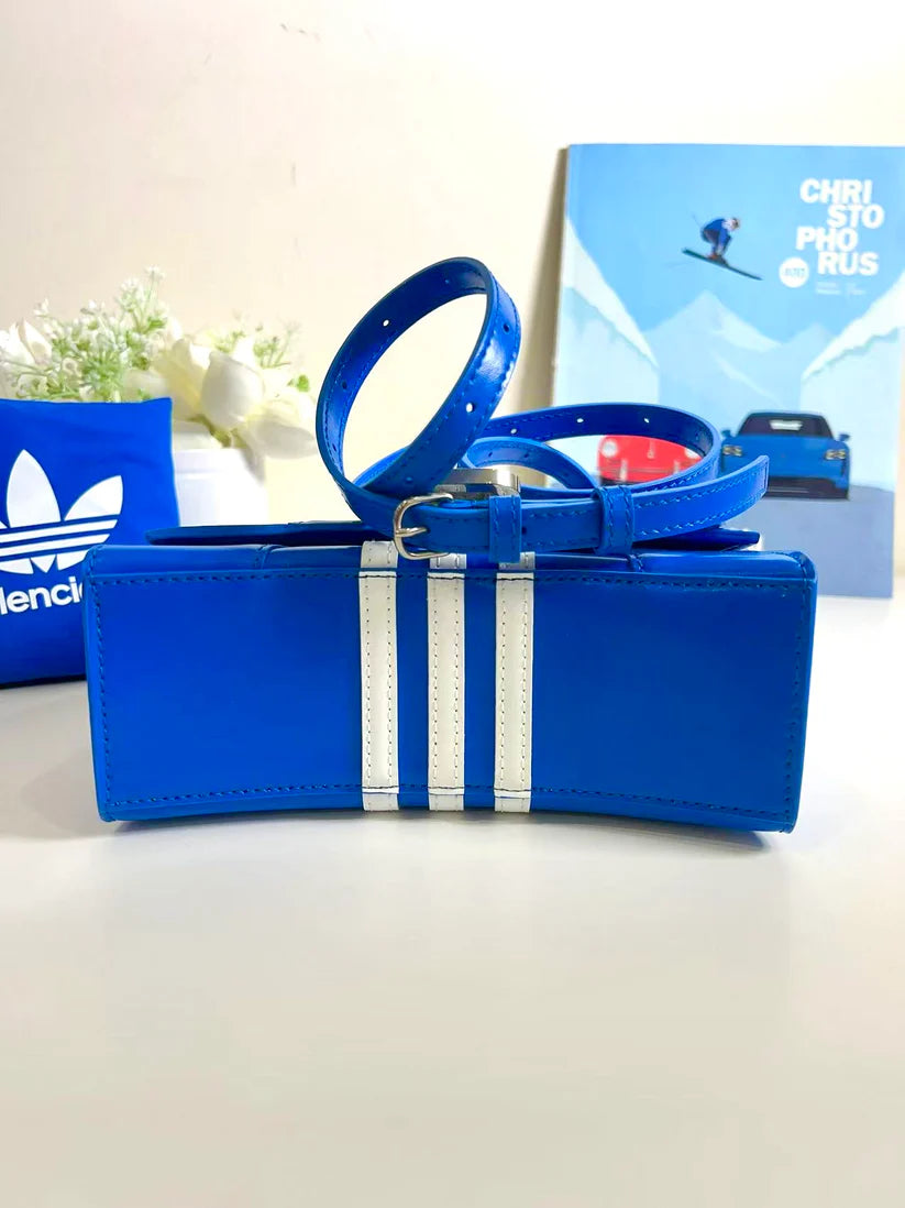 Balenciaga + adidas Hourglass XS striped leather tote New Coeur Cult Core
