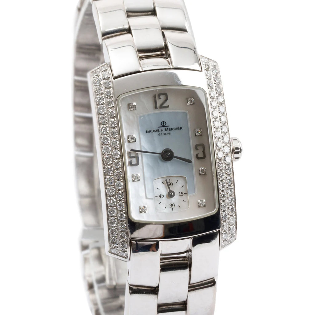 18k White Gold Diamond Bezel &amp; Mother of Pearl Diamond Dial Hampton Milleis Watch