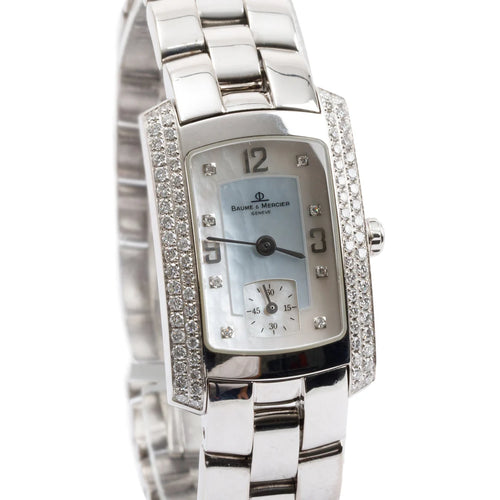 18k White Gold Diamond Bezel &amp; Mother of Pearl Diamond Dial Hampton Milleis Watch