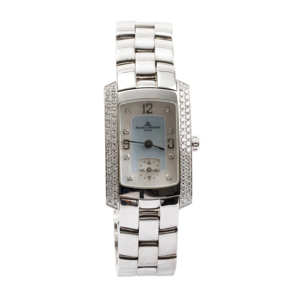 18k White Gold Diamond Bezel &amp; Mother of Pearl Diamond Dial Hampton Milleis Watch