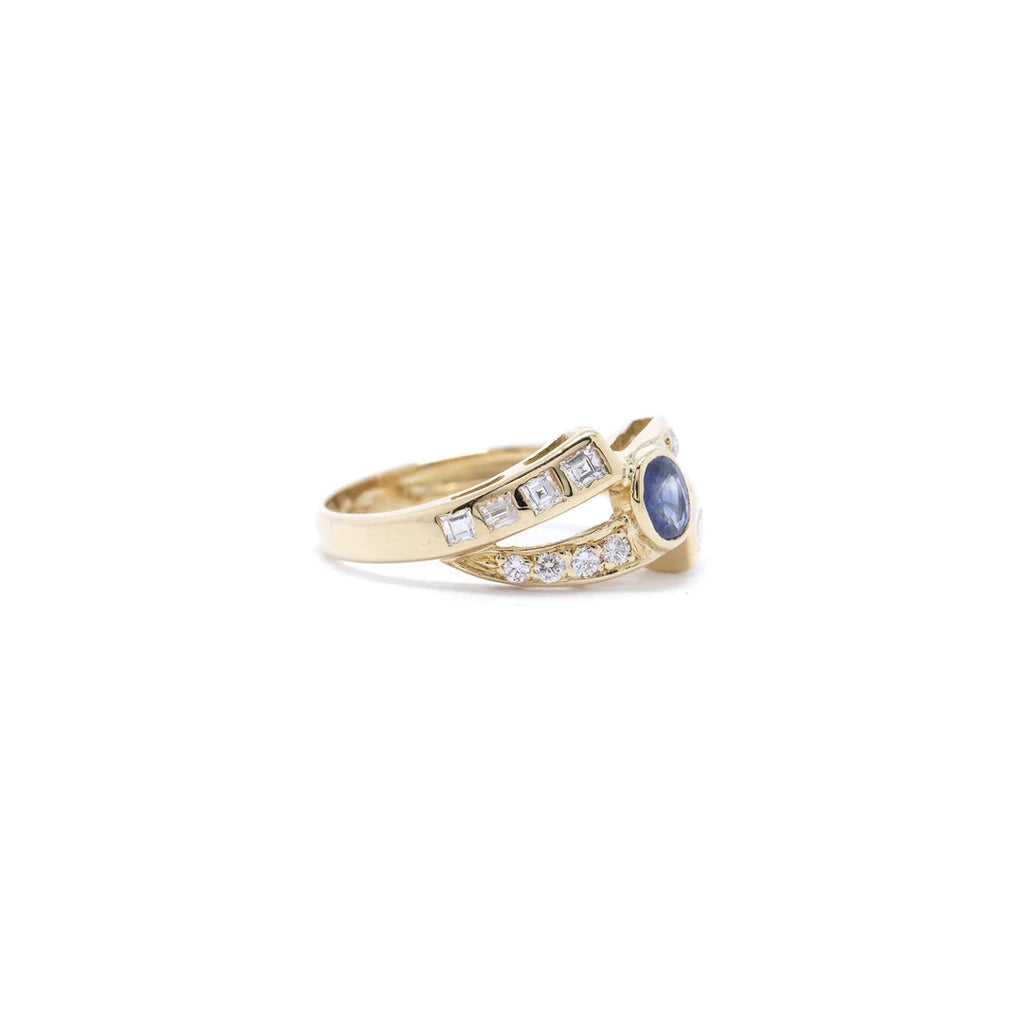 Blue Sapphire and Diamond Ring