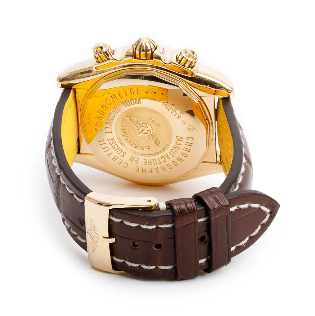18k Yellow Gold Chronomat Evolution 44 MM Automatic Chronograph Watch White Dial K13356