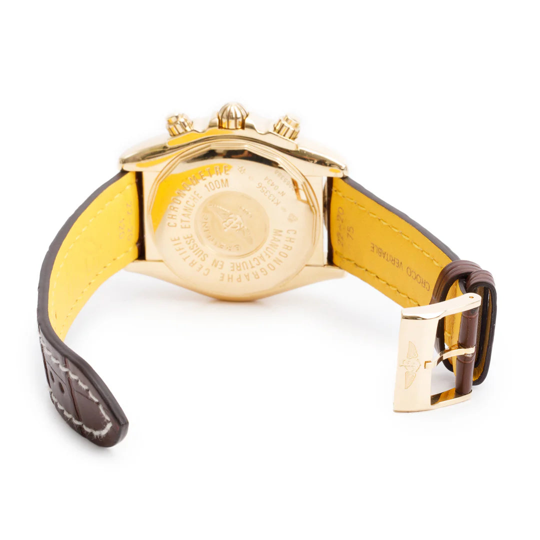 18k Yellow Gold Chronomat Evolution 44 MM Automatic Chronograph Watch White Dial K13356