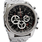 Stainless Steel Bentley Barnato 49 MM Automatic Chronograph Black Dial Watch A25366 w/ Box &amp; Papers