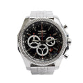 Stainless Steel Bentley Barnato 49 MM Automatic Chronograph Black Dial Watch A25366 w/ Box &amp; Papers