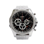 Stainless Steel Bentley Barnato 49 MM Automatic Chronograph Black Dial Watch A25366 w/ Box &amp; Papers