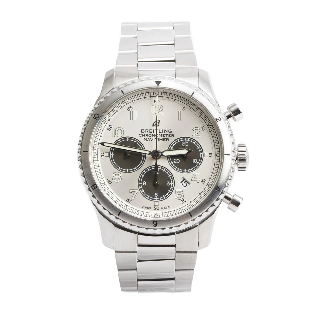 Stainless Steel Navitimer Aviator 8 B01 43 MM Automatic Chronograph Watch AB0117 w/ Box &amp; Papers
