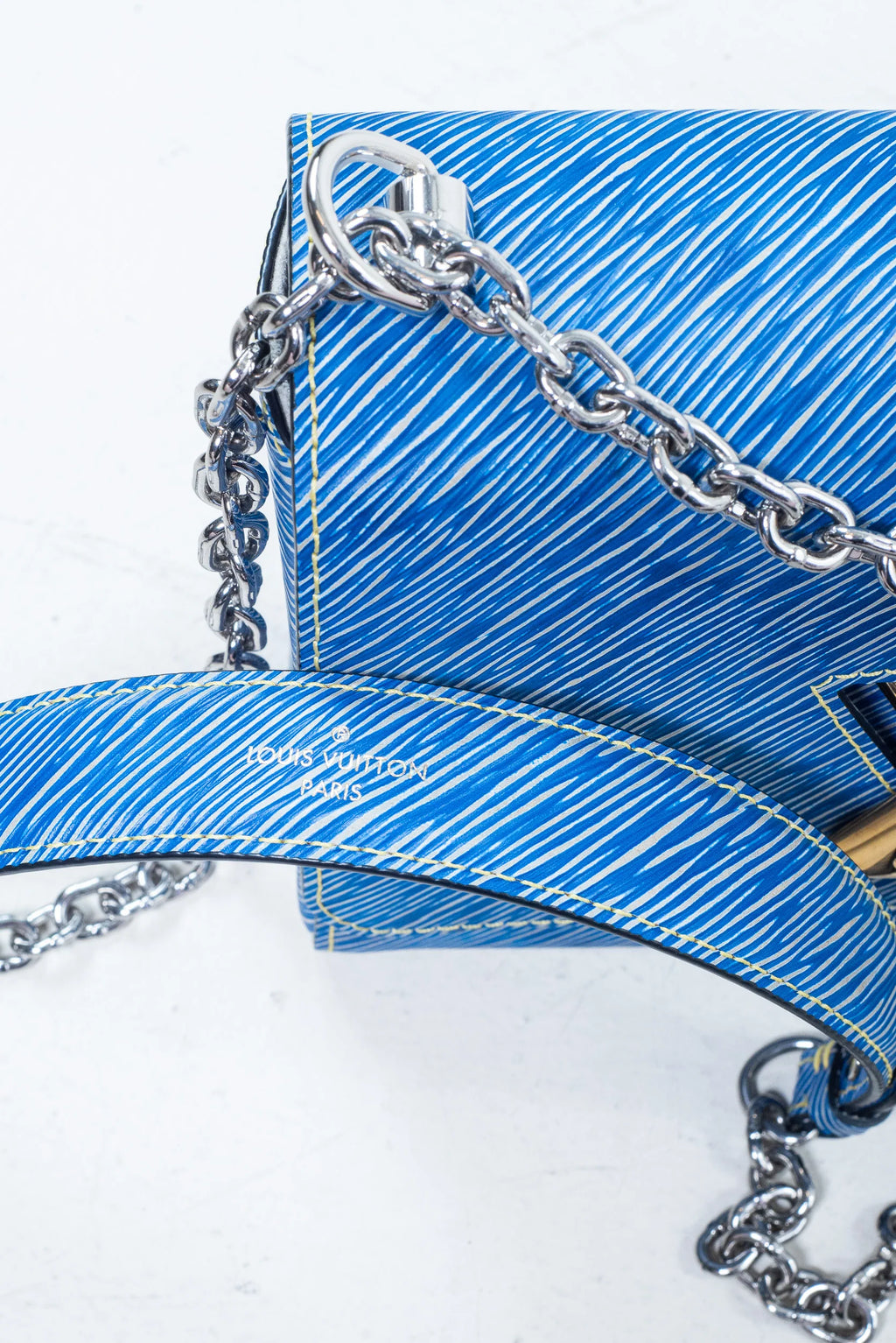 Epi Leather Blue Twist MM Crossbody Bag Coeur Cult Core