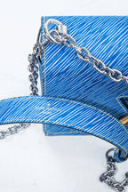 Epi Leather Blue Twist MM Crossbody Bag Coeur Cult Core