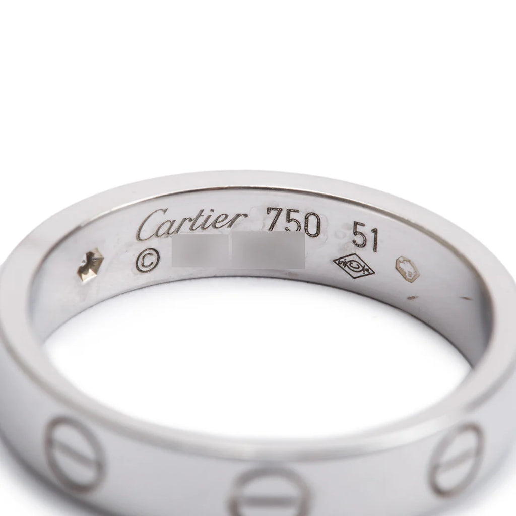 18k White Gold 1 Diamond 4 MM Love Wedding Band Ring, Size 51 5.75 w/ Certificate