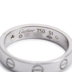 18k White Gold 1 Diamond 4 MM Love Wedding Band Ring, Size 51 5.75 w/ Certificate
