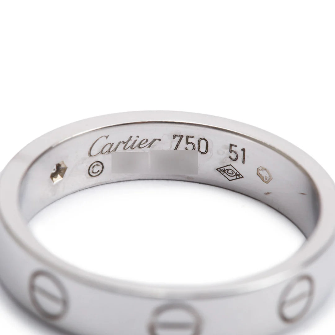 18k White Gold 1 Diamond 4 MM Love Wedding Band Ring, Size 51 5.75 w/ Certificate