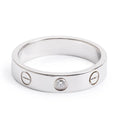 18k White Gold 1 Diamond 4 MM Love Wedding Band Ring, Size 51 5.75 w/ Certificate