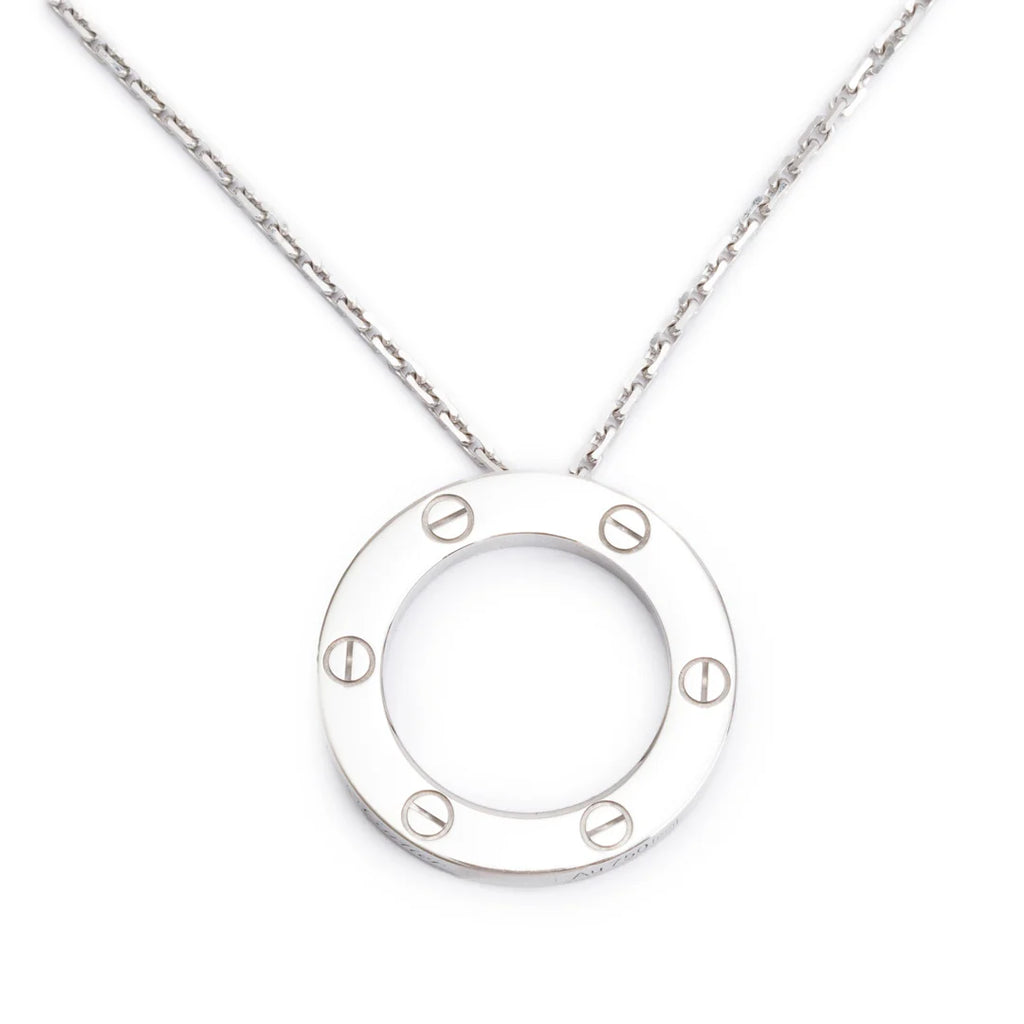 18k White Gold Love Pendant Necklace