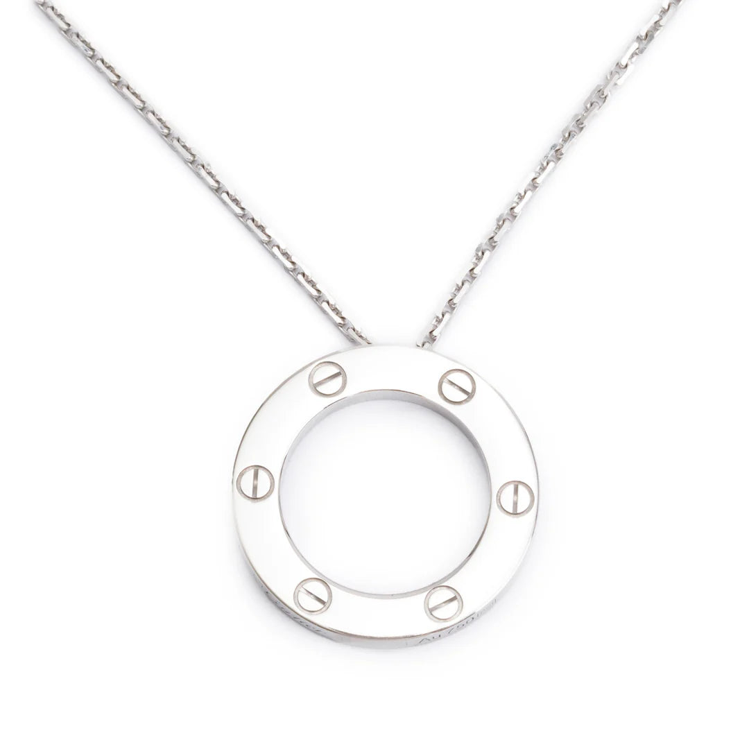 18k White Gold Love Pendant Necklace