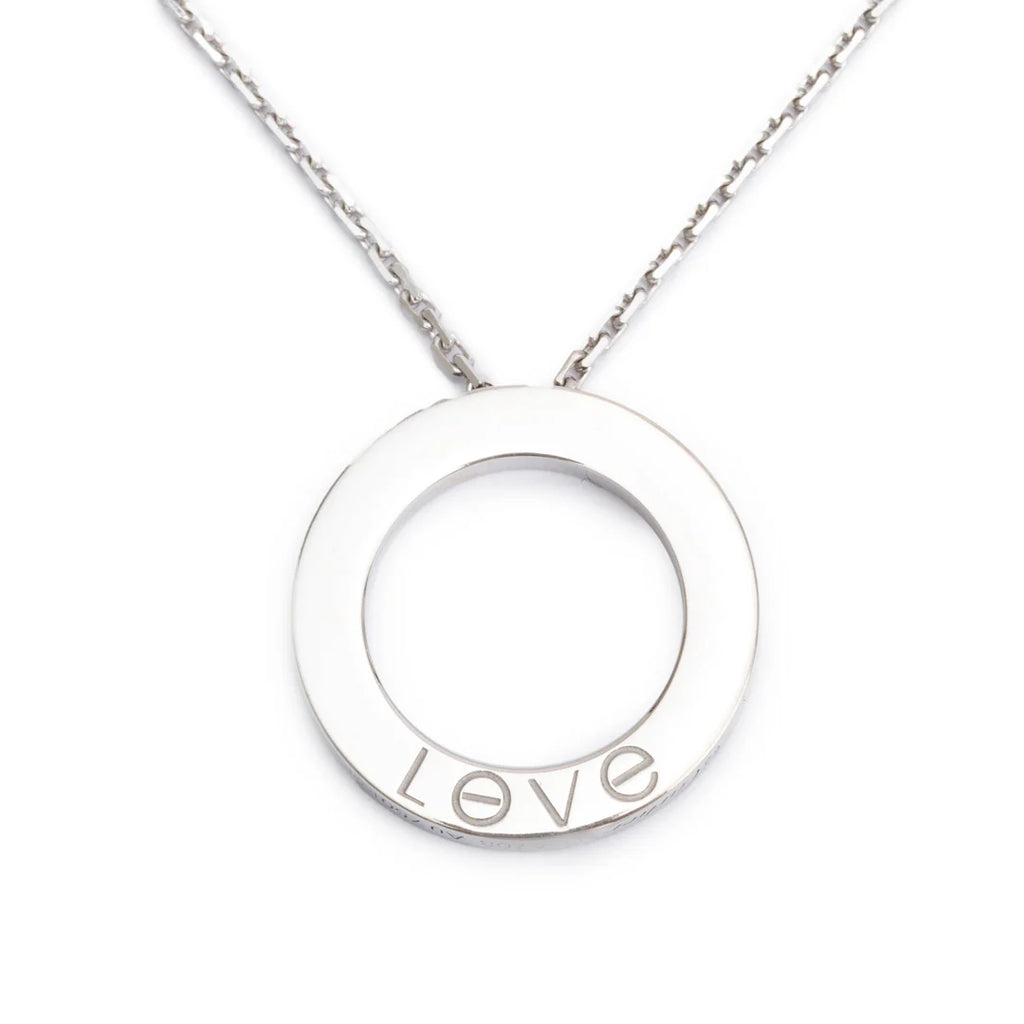 18k White Gold Love Pendant Necklace