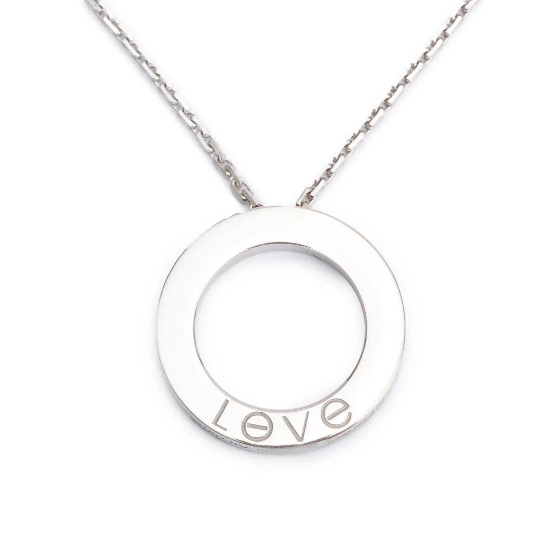 18k White Gold Love Pendant Necklace