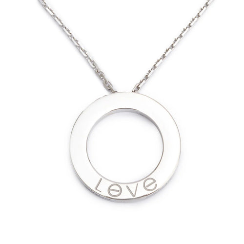 18k White Gold Love Pendant Necklace