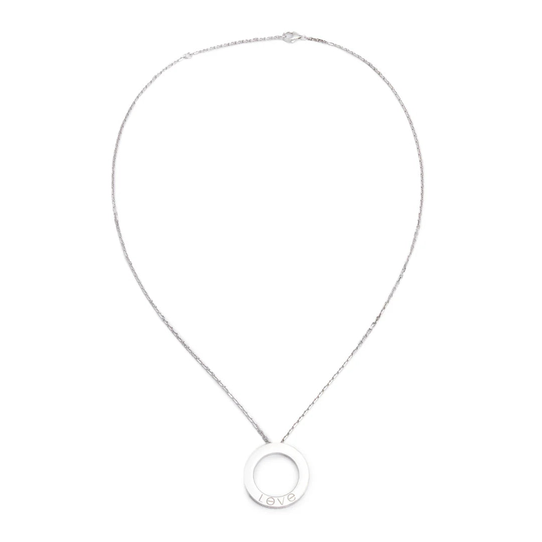 18k White Gold Love Pendant Necklace