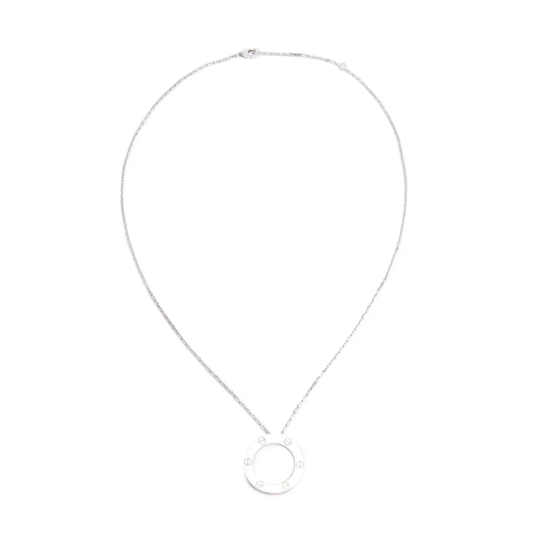 18k White Gold Love Pendant Necklace