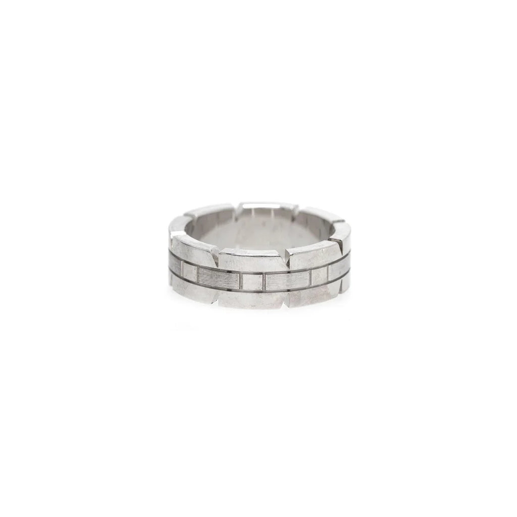 18k White Gold Tank Francaise Ring w/ Box & Certificate