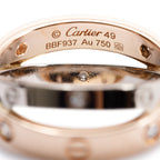 18k White Gold and Rose Gold Interlocking Love Ring with 6 Diamonds w/ Box