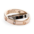 18k White Gold and Rose Gold Interlocking Love Ring with 6 Diamonds w/ Box
