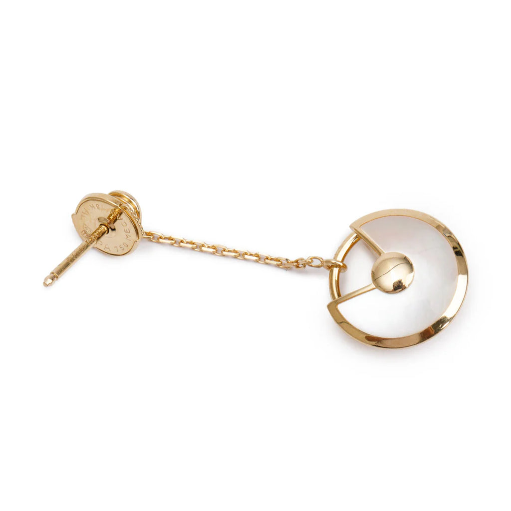 18k Yellow Gold Mother of Pearl &amp; Diamond Amulette de XS Drop Earrings w/ Certificate Coeur Cult Core