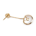 18k Yellow Gold Mother of Pearl &amp; Diamond Amulette de XS Drop Earrings w/ Certificate Coeur Cult Core