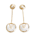 18k Yellow Gold Mother of Pearl &amp; Diamond Amulette de XS Drop Earrings w/ Certificate Coeur Cult Core