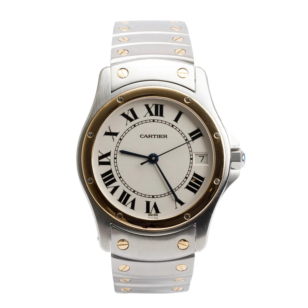 Stainless Steel &amp; 18k Yellow Gold Santos Ronde 33 MM Automatic Watch