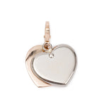 Vintage 18k White &amp; Rose Gold Double Heart Charm