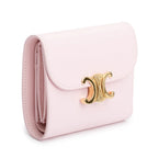 Pink Shiny Calfskin Leather Triomphe Compact Wallet