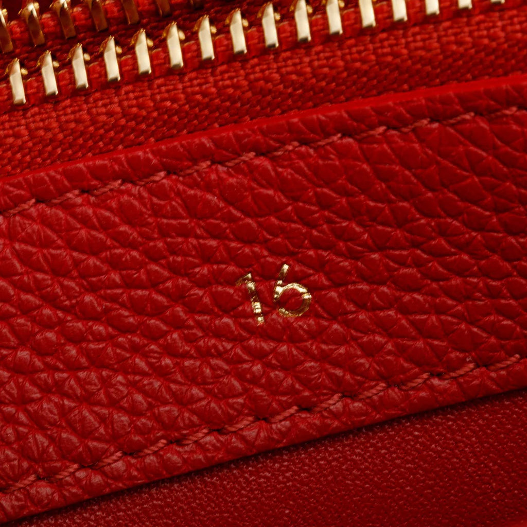 Red Calfskin Leather Small 16 Bag w/ Strap