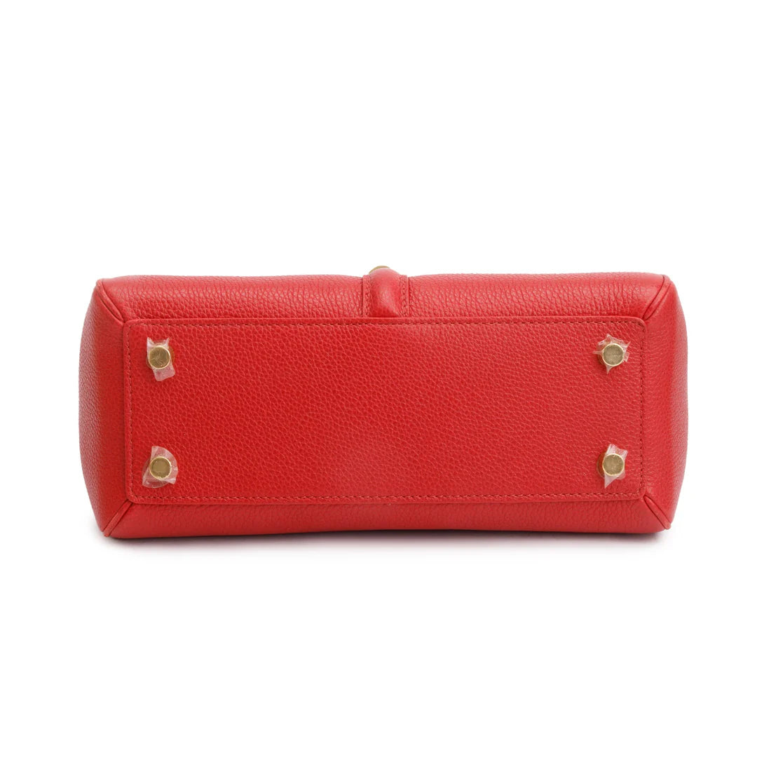 Red Calfskin Leather Small 16 Bag w/ Strap