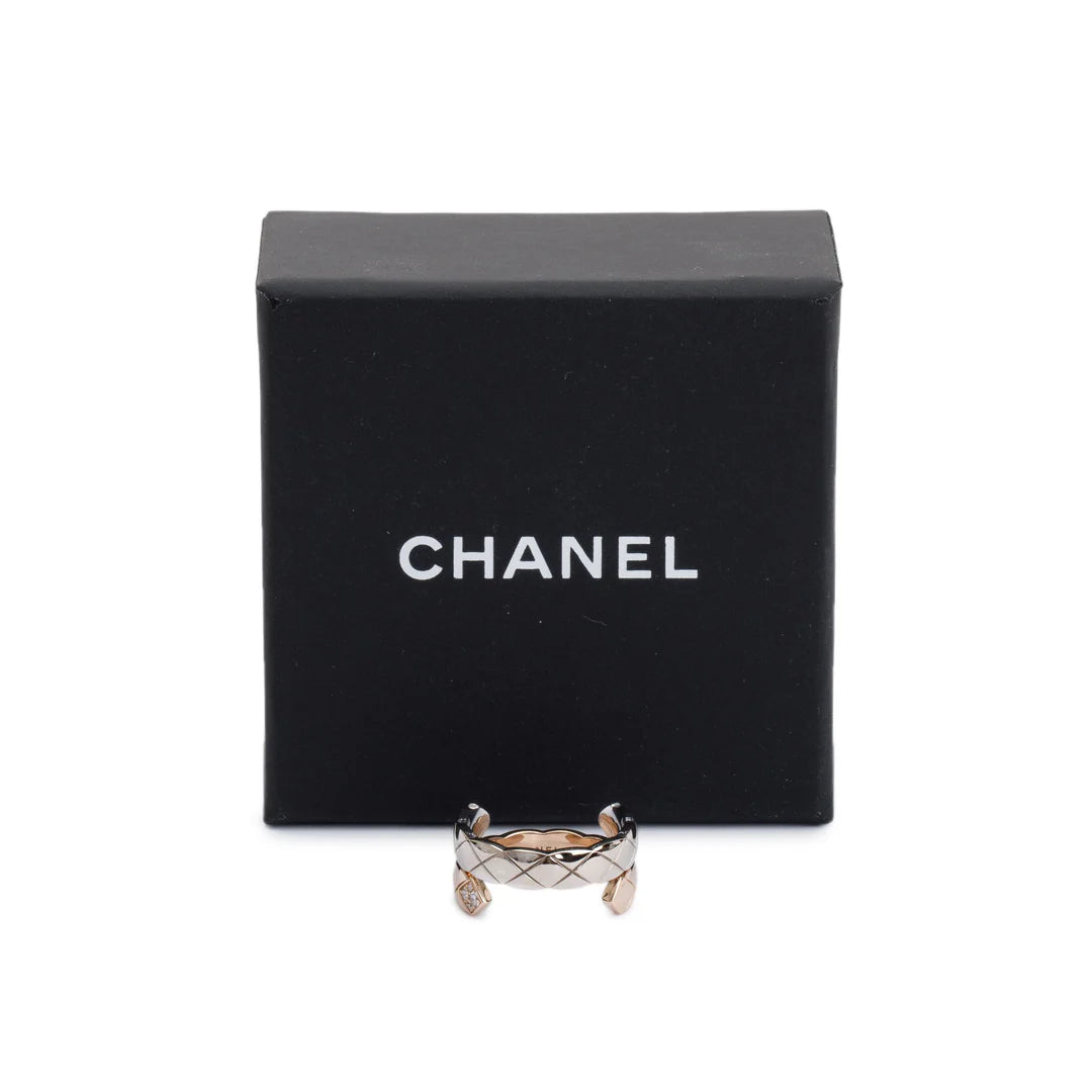 18k White &amp; Beige Gold Diamond Coco Crush Toi Et Moii Ring, Size 55 7.25 w/ Box Coeur Cult Core