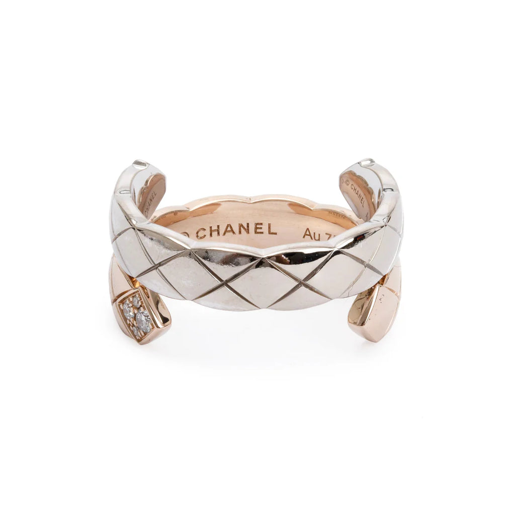 18k White &amp; Beige Gold Diamond Coco Crush Toi Et Moii Ring, Size 55 7.25 w/ Box Coeur Cult Core