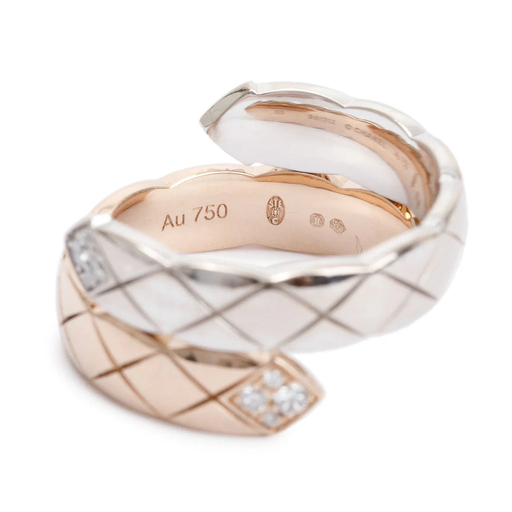 18k White &amp; Beige Gold Diamond Coco Crush Toi Et Moii Ring, Size 55 7.25 w/ Box Coeur Cult Core