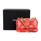 2020 Coral Quilted Cotton Canvas Medium 19 Flap Bag w/ Box, Receipt &amp; Authenticity Card