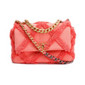 2020 Coral Quilted Cotton Canvas Medium 19 Flap Bag w/ Box, Receipt &amp; Authenticity Card