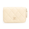 2020 Neutral Calfskin Leather Classic Zipped Coin Purse w/ Box, Authenticity Card &amp; Receipt