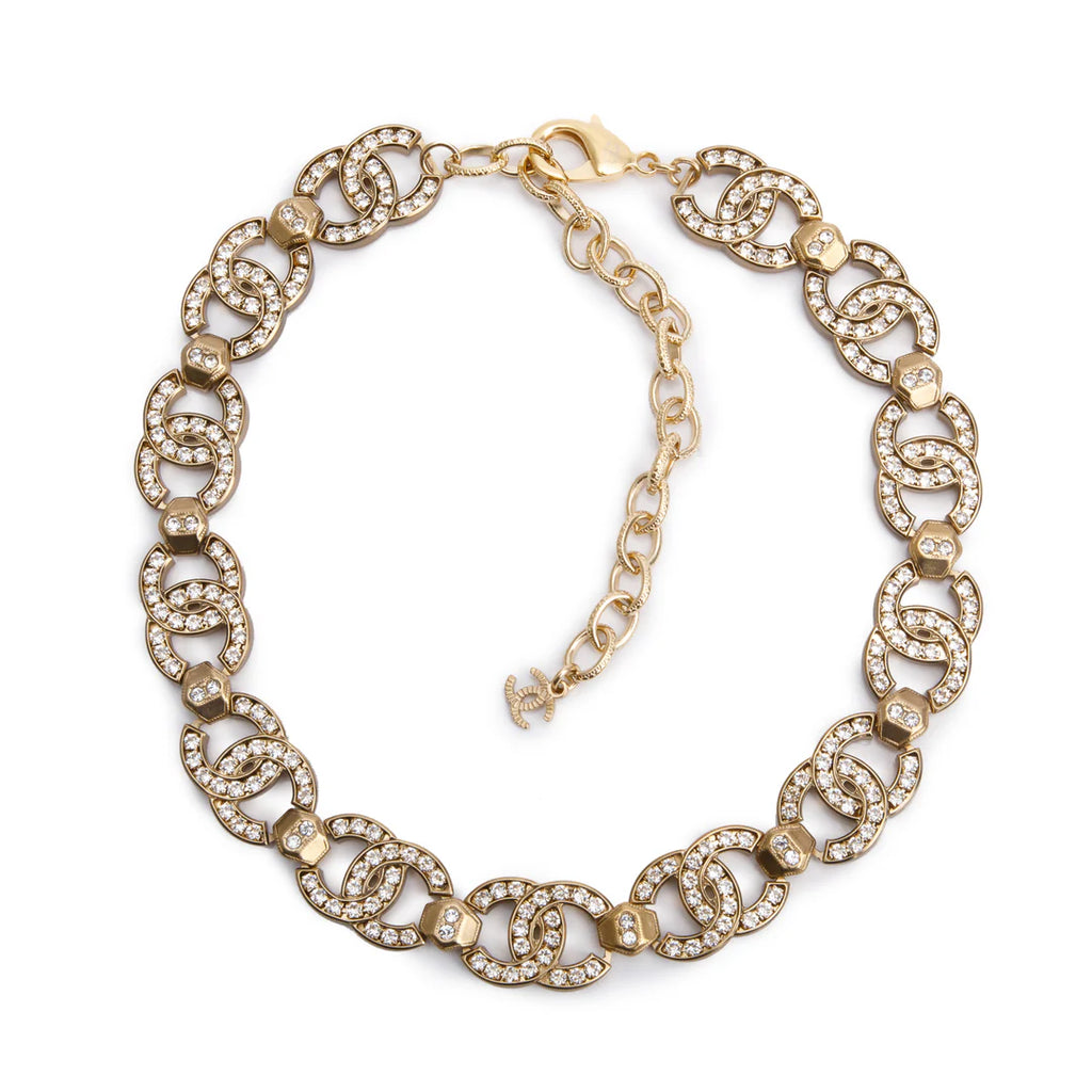 2021 Gold Plated Strass CC Choker Necklace w/ Box