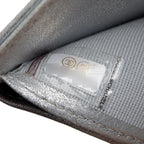 2021 Silver Metallic Quilted Lambskin Leather Compact Wallet